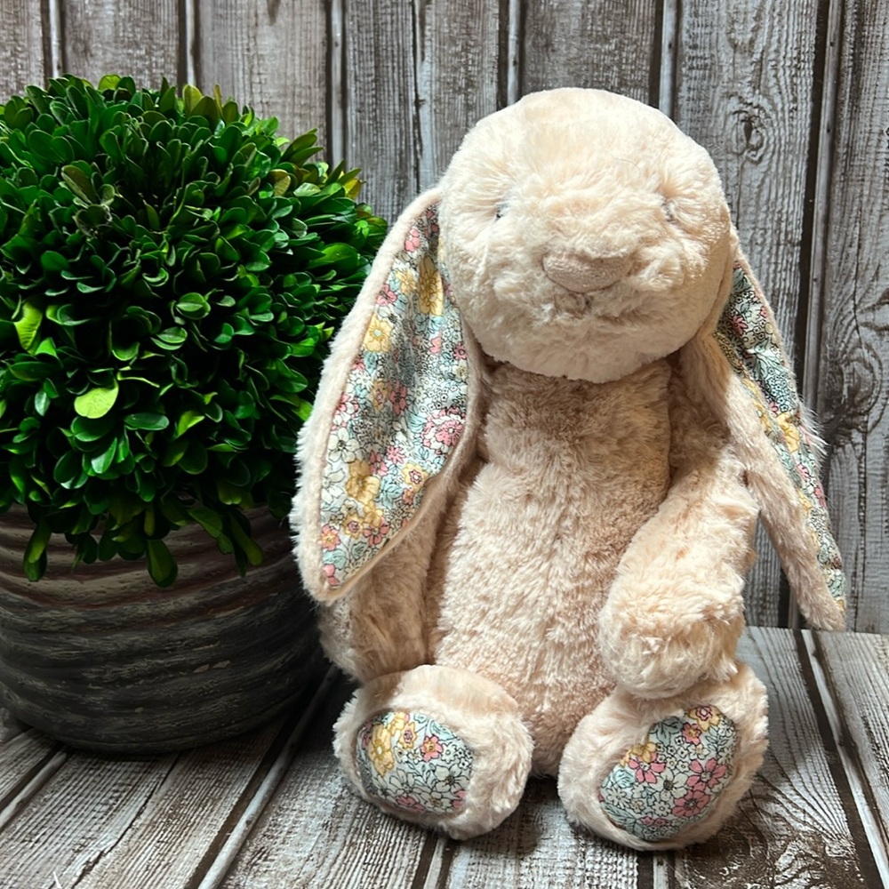 Jellycat London Bashful Blossom Floral Ears & Foot Blush Pink Plush Bunny